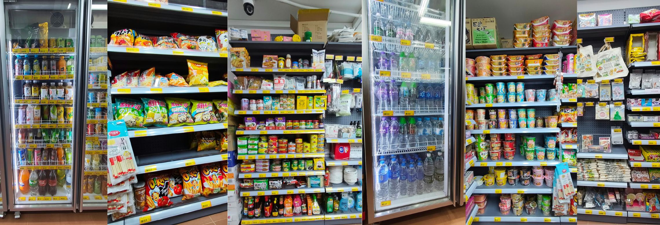香港榮豐便利店內部貨架、冷藏櫃及零食飲品陳列